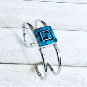 GENUINE TURQUOISE AND 925 SILVER BRACELET